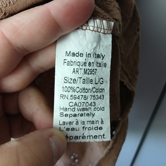 NWT DAVIDE NERI Casual Buttons Down Shirt Size Large 100% Cotton Brown Color - Picture 7 of 10